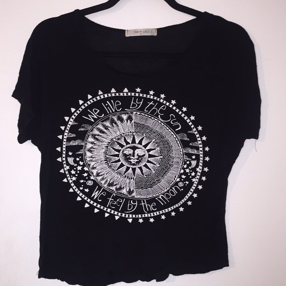Black Printed Crop Top